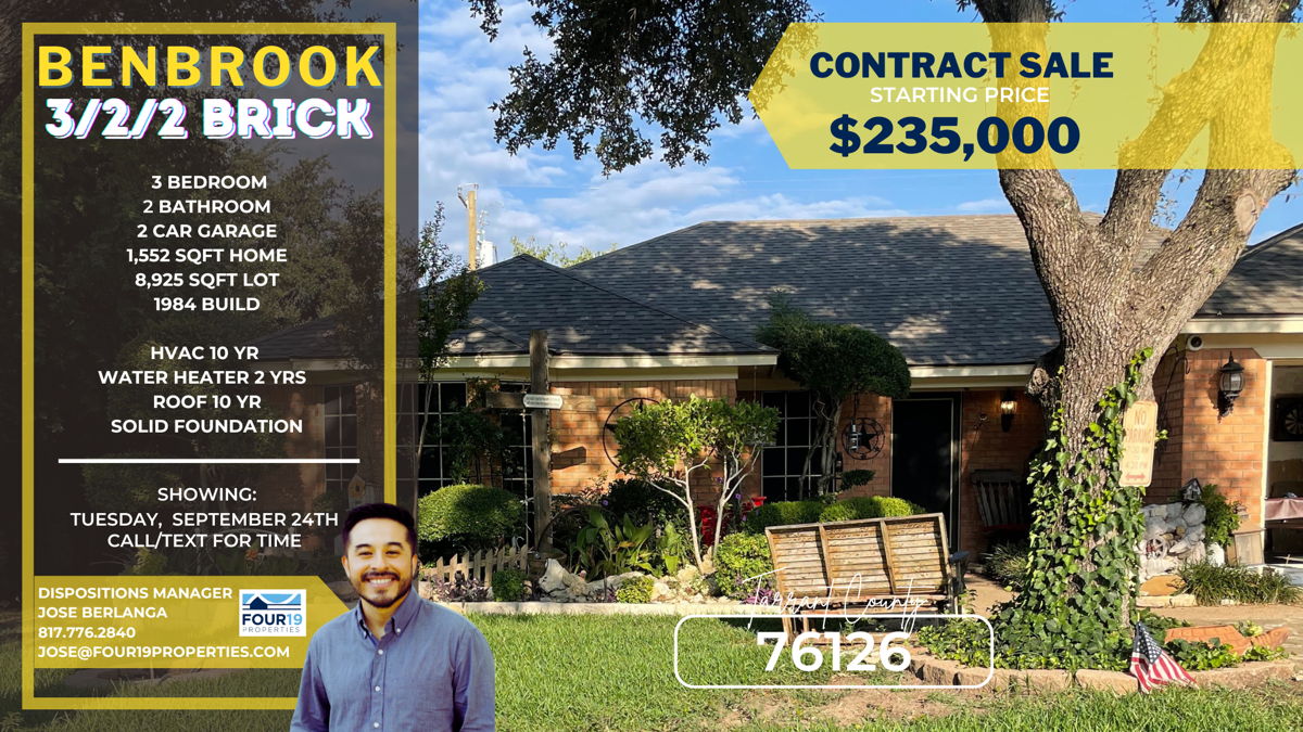 🔥 💸  ALL BRICK 3/2/2 in BENBROOK 🔥 💸 Cosmetic Rehab | 1985 Build 🔥 💸