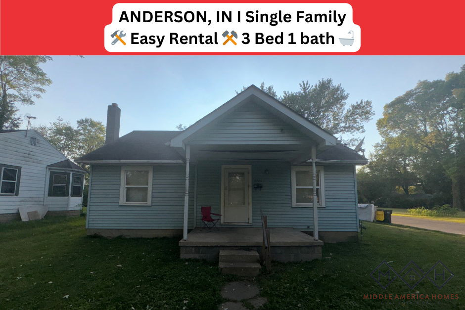ANDERSON, IN I Single Family I 🛠️ Easy Rental ⚒️ 3 Bed 1 bath 🛁