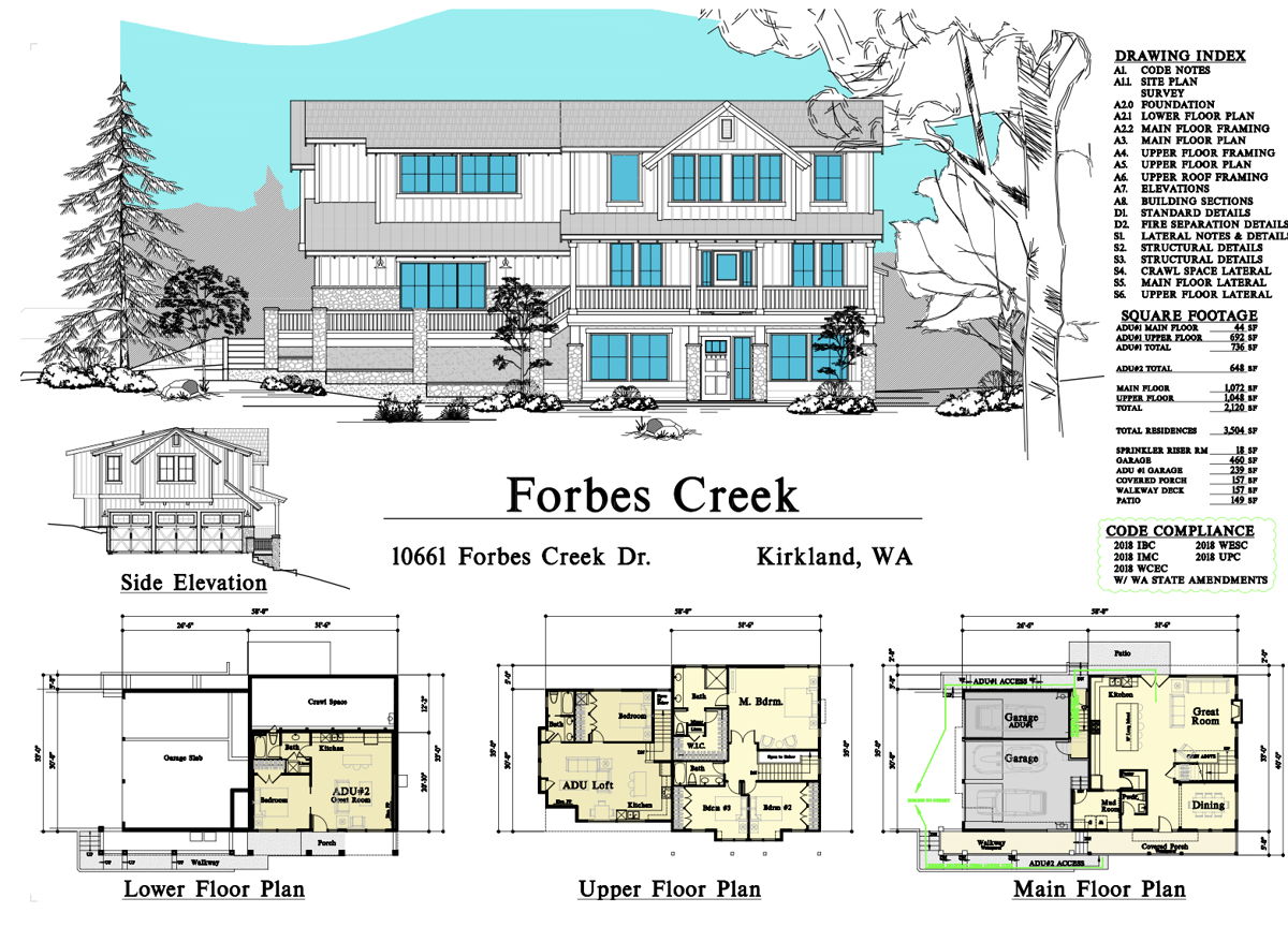 1 Acre Lot w/Plans for Home & 2 ADUs in Kirkland!