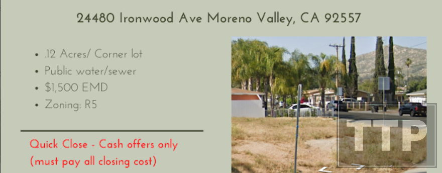 🔥Vacant land 🚨Moreno Valley CA 💲 Great price