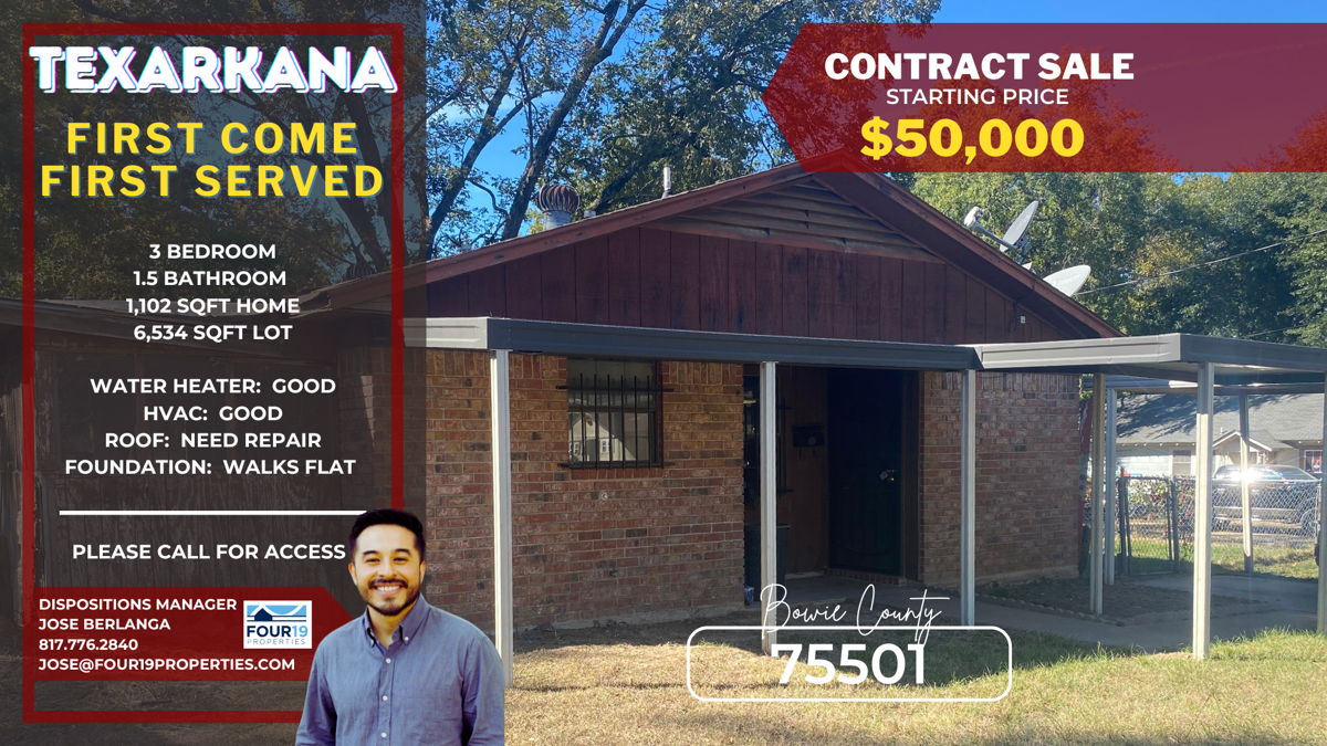 TEXARKANA 🔥 💸  3/1.5 Rehab 🔥 💸 Needs All Majors 🔥 💸
