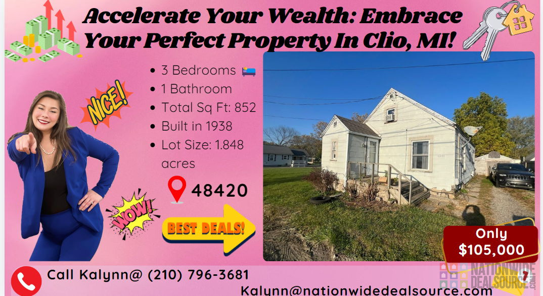 🏘️(Clio, MI) Double Lot Dream: Prime Investment Opportunity!📈Click to See More! 📸🎥