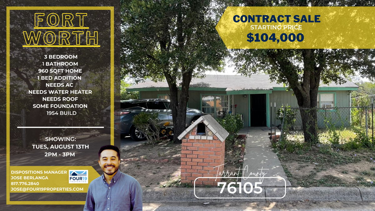 ☀️💸 Small 3/1 Fort Worth Flip with 1 bedroom addition near 287 & 820 💸☀️